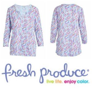 New Fresh Produce XS S M Sea Glass Blue Tumbled Petals Jordan Top Shirt USA Made